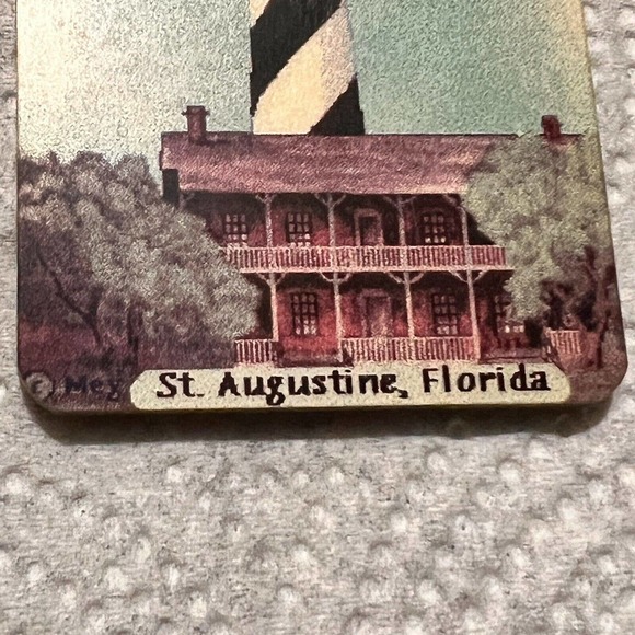 Meg St Augustine Florida Souvenir Refrigerator Magnet Black White Lighthouse Pic - Picture 8 of 9